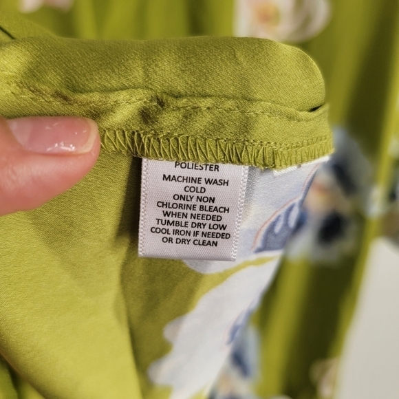 LOFT green floral silky short dress - Picture 4 of 9